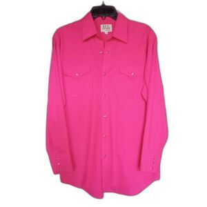 Ely Cattleman Pink Pearl Snap Men's Western Shirt 15.5/33